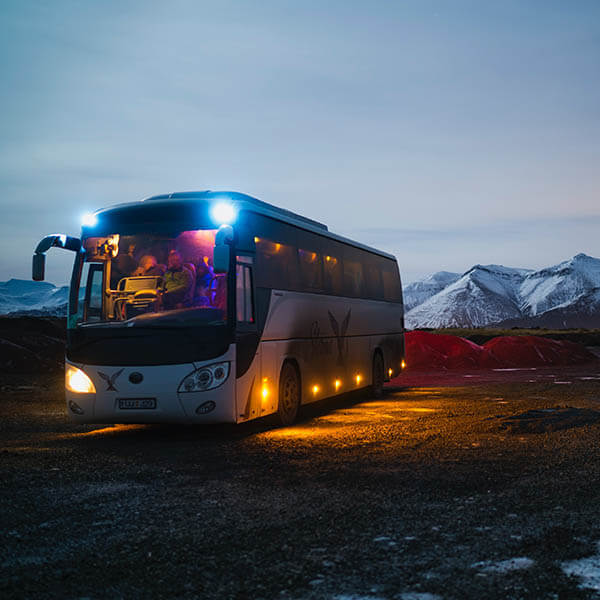 Full-sized coach bus rental